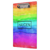 Watercolor Rainbow Stripes Personalised Klembord (Links)