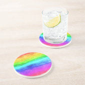 Watercolor Rainbow Stripes Zandsteen Onderzetter (Zijkant)