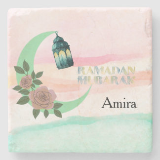 Watercolor Ramadan – Crescent Moon  Stenen Onderzetter