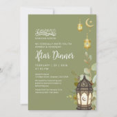 Watercolor Ramadan Iftar Greenery Moon Invitation Kaart (Voorkant)