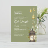 Watercolor Ramadan Iftar Greenery Moon Invitation Kaart (Staand voorkant)