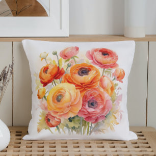 Watercolor Ranunculus Rhapsodie Kussen