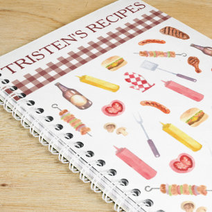 Watercolor Recepten Kookboek BBQ Grill Grilleren Notitieboek