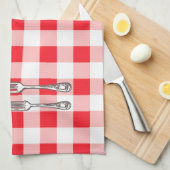 Watercolor Red Check Theedoek (Quarter Fold)