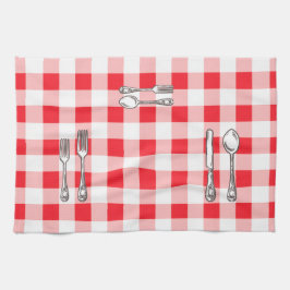 Watercolor Red Check  Theedoek
