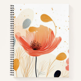 Watercolor red poppy painting notitieboek