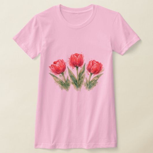 Watercolor Red Tulips T-shirt (Laagn)