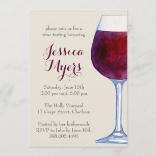 Watercolor Red Wine Party Invitation