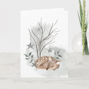 Watercolor Reeën Kerst- en Nieuwjaarswenskaart Kaart