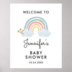 Watercolor Regenboog Baby Shower Welkomstbord Poster