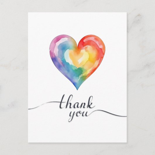Watercolor Regenboog Hart Bedankkaart Briefkaart (Voorkant)