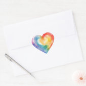 Watercolor Regenboog Hart Sticker (Envelop)