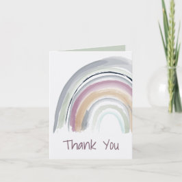Watercolor Regenboog in groen, roze, koraal Dank j Kaart