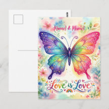 Watercolor Regenboog Vlinder "Liefde is Liefde"