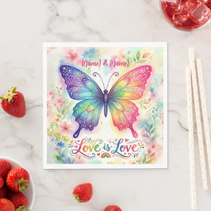 Watercolor Regenboog Vlinder "Liefde is Liefde" Servet