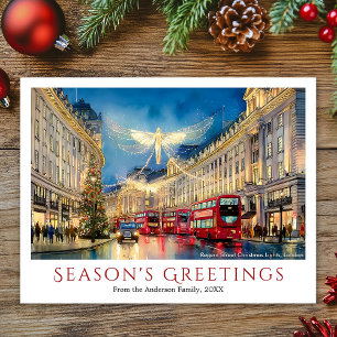 Watercolor Regent Street Kerstverlichting Londen Feestdagenkaart