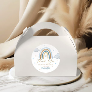 Watercolor Regenwolk Blauw Goud Bedankt Ronde Sticker