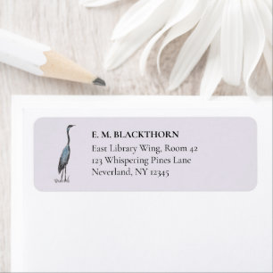 Watercolor Reiger Vintage Handgetekende Vogel Adre Etiket