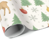 Watercolor Reindeer & Christmas Tree - Cadeaupapier (Rol Hoek)