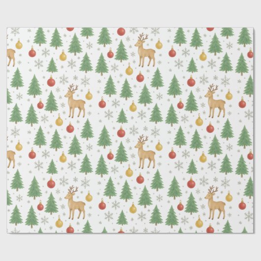 Watercolor Reindeer & Christmas Tree -  Cadeaupapier (Vlak)