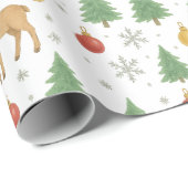 Watercolor Reindeer & Christmas Tree - Cadeaupapier (Rol Hoek)