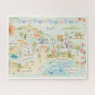 Watercolor Reisansichtkaart   Sayulita Mexico Legpuzzel