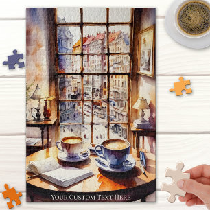 Watercolor Retro City Coffee Puzzle