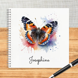 Watercolor Rode Admiraalvlinder Persoonlijk Notitieboek