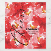 Watercolor Rode Rozen Bruidsmeisje Borrel Wijn Etiket (Enkel label)