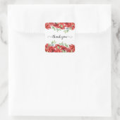 Watercolor Rode Rozen Rand Vierkante Sticker (Tas)