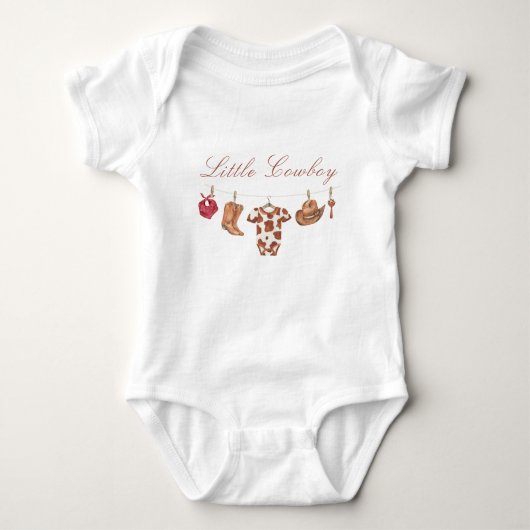 Watercolor Rodeo Western Cowboy Baby Shower Romper (Voorkant)