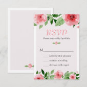 Watercolor Roos Bloem Botanische RSVP Reactiekaart (Voorkant / Achterkant)