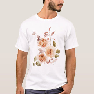 Watercolor Roos Bloem T-Shirt | Elegante Botanisch