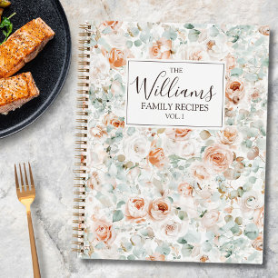 Watercolor Roos Eucalyptus Bloemige Familie Recept Notitieboek