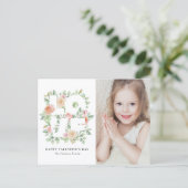 Watercolor Rose and Greenery Photo Valentine's Day Briefkaart (Staand voorkant)