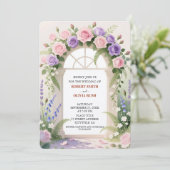 Watercolor Rose Arch Fairytale Wedding Invitation Kaart (Staand voorkant)