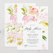 Watercolor Rose bouquet Baby shower Invitation (Devant / Derrière)