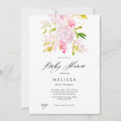 Watercolor Rose bouquet Baby shower Invitation (Devant)