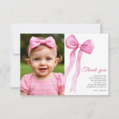 Watercolor rose bow girl fête d'anniversaire merci (Devant)