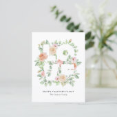Watercolor Roses and Greenery LOVE Valentine's Day Briefkaart (Staand voorkant)