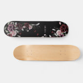 Watercolor Roses Black Background Skateboard (Horizontaal)