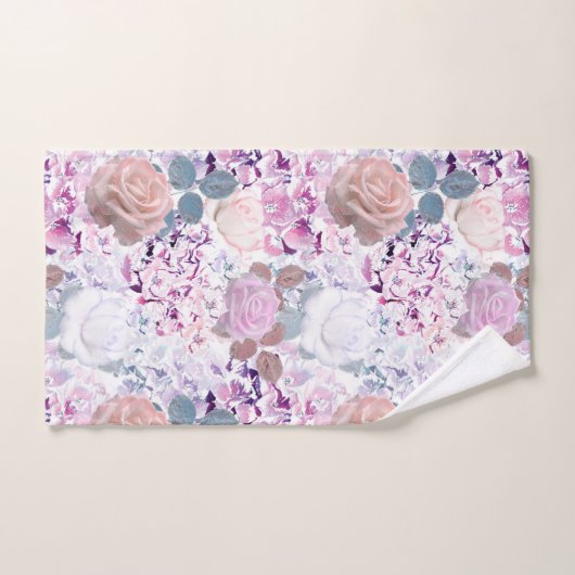 Watercolor roses et hydrangeas. (Serviette à main)