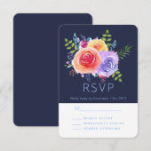 Watercolor Roses Floral Bouquet Party RSVP (Devant / Derrière)