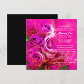 WATERCOLOR ROSES PINK NEON Bat mitzvah Invitation (Devant / Derrière)