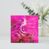 WATERCOLOR ROSES PINK NEON Bat mitzvah Invitation (Debout devant)
