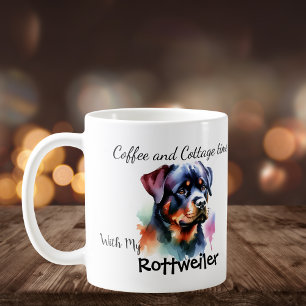 Watercolor Rottweiler bij Cottage Personaliseer Koffiemok