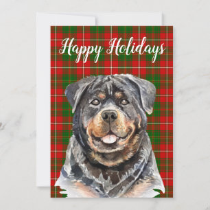 Watercolor Rottweiler-hond op maat Feestdagenkaart