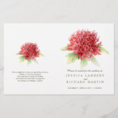 Watercolor rouge waratah programme de mariage (Devant)