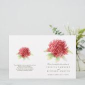 Watercolor rouge waratah programme de mariage (Debout devant)