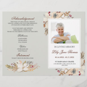 Watercolor-rouwprogramma In liefdevolle herinner Flyer
